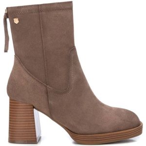 Carmelavoor vrouwen. 16121603-TAUPE Enkellaarsjes 161216 taupe - hakhoogte: 8cm (40), Bruin, 5 tot 8 cm, Suède, Ritssluiting, Casual