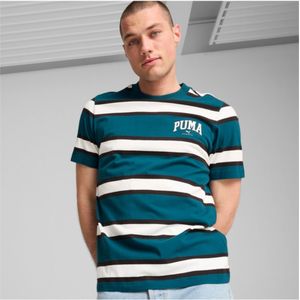 Pumavoor mannen. 68179322 Squad Stripe AO T-shirt groen (XXL), Casual, Katoen, Korte mouwen