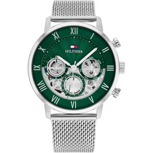 Tommy Hilfigervoor mannen. 1710567 Zilver, groen Legend horloge (OSFA), Casual, Armband