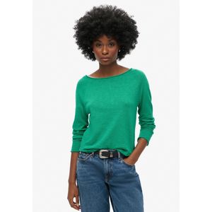 Superdryvoor vrouwen. W6011973A Frans badstof T-shirt met lange mouwen groen (S), Casual, Katoen