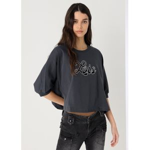 Lois Jeansvoor vrouwen. 422782556 Zwart sweatshirt met vleermuismouwen (S), Casual, Katoen