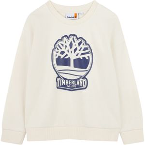 Timberlandunisex voor kinderen. T60444 Wit sweatshirt met print (5Años= 110cm), Casual, Biologisch katoen, Duurzaam, kinderkleding