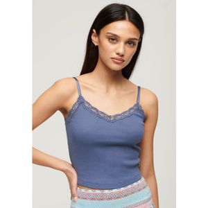 Superdryvoor vrouwen. W6011942A Athletic Essential korte mouwloze top blauw (L/XL), Casual, Katoen, Mouwloos / spaghettibandjes