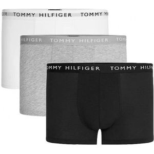 Tommy Hilfigervoor mannen. UM0UM02203 3 Pakken Trunk Essentials Logo Boxers zwart, grijs, wit (S), Casual, Elastaan, Biologisch katoen, Duur