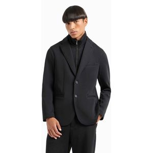 Armani Exchangevoor mannen. 6DZGHFZJZGZ1510 Stretch katoenen blazer met ritssluiting in marineblauw (M), Casual, Denim