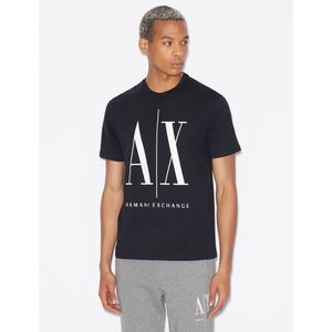 Armani Exchangevoor mannen. 8NZTPAZJH4Z1200 ICON korte mouw crew neck t-shirt zwart (XS), Casual, Katoen, Korte mouwen