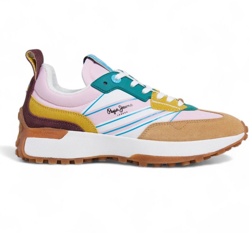 Pepe Jeans - PLS60011 Lucky Rise - Leren Sneakers - Roze - Casual