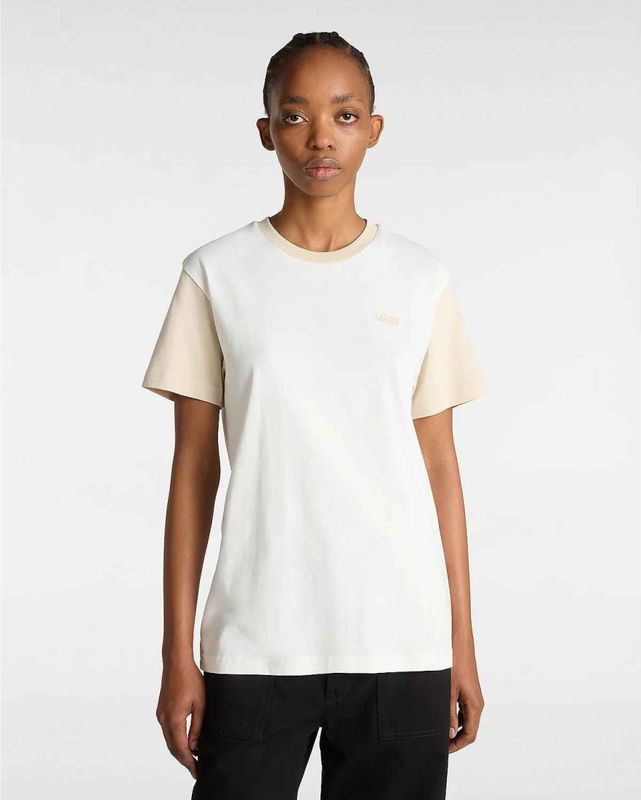 Vans - VN000JDKD0D1 - T-shirt - Beige - Katoen - Korte Mouwen