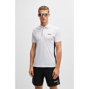 BOSSvoor mannen. 50538123 Paddytech Pro wit poloshirt (M), Casual, Sportief, Groen, Meerdere sporten, Polyester, Korte mouwen