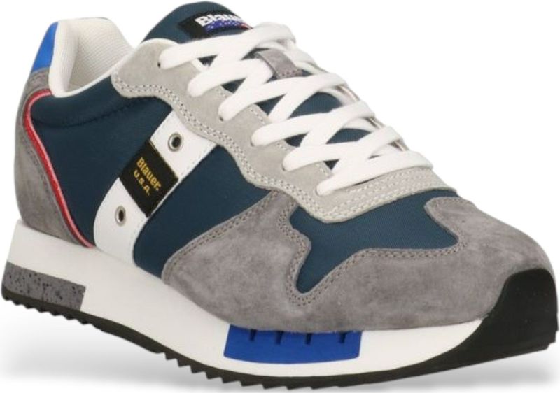 Blauer - QUEENS - Sneakers - Zwart - Geweven en Gewaxt Suède
