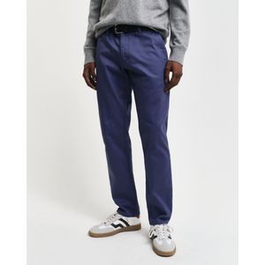 Gantvoor mannen. 1505220 Marine Slim Fit Chino Broek (40/34), Casual, Katoen, Duurzaam, Marineblauw