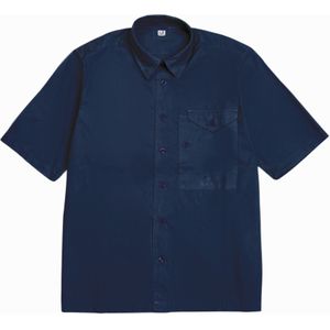 C.P. Companyvoor mannen. 18CMSH249A005328G Navy pocket overhemd (L), Casual, Katoen, Korte mouwen, Marineblauw