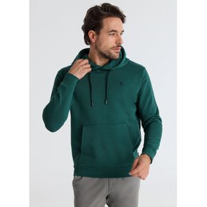 Victorio & Lucchino, V&Lvoor mannen. 660217123 Basic sweatshirt kanguro logo geborduurd groen (S), Casual, Katoen, Lange mouwen