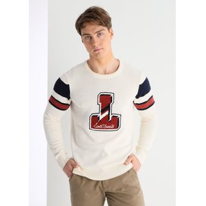 Lois Jeansvoor mannen. 176653947 Trui met witte applicatieprint (S), Casual, Katoen