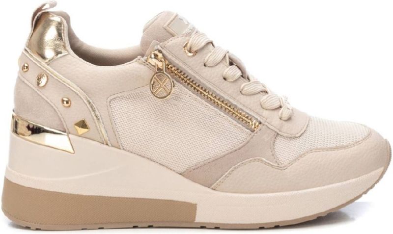 Xti - 14308502-BEIGE - Sportschoenen - Beige - Veters en Ritssluiting - Casual