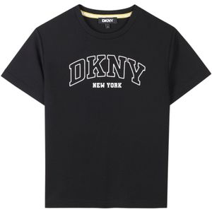 DKNYunisex voor kinderen. D62237 Logo t-shirt korte mouw zwart (5años= 108cm), Casual, Polyester, kinderkleding