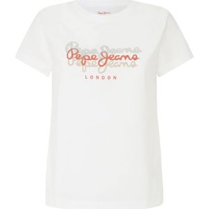 Pepe Jeansvoor vrouwen. PL505941 Galey T-shirt wit (XL), Casual, Katoen, Korte mouwen