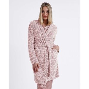 Admasvoor vrouwen. 67065-0-000013 Nude Luipaard Warme Badjas Met Lange Mouwen (XXL), Homewear, Polyester