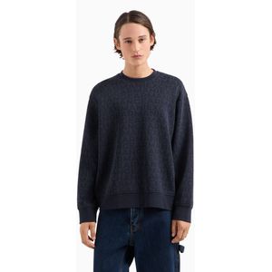 Armani Exchangevoor mannen. 6DZMJKZJZGZ5707 Sweater met ronde hals, geregenereerd katoen en ton sur ton logo in beige. (XS), Casual