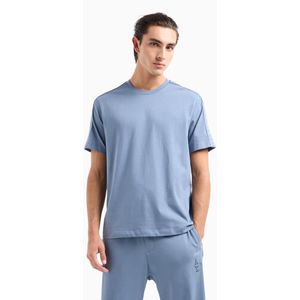 Armani Exchangevoor mannen. 6DZTLAZJ9JZ15DU Regular fit T-shirt van dik katoen met blauwe ASV-logostrepen (XXL), Casual, Korte mouwen