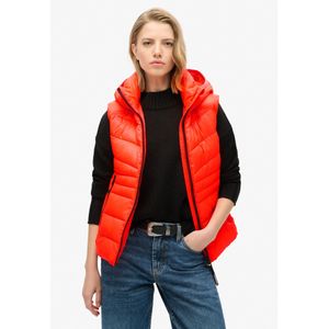 Superdryvoor vrouwen. W5011715A Gewatteerd vest met capuchon Fuji Quilt koraal (M), Casual, Polyester