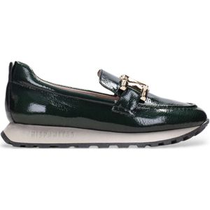 Hispanitasvoor vrouwen. HI232962 Groene leren mocassins (36), Leer, Plat, Geen, Casual