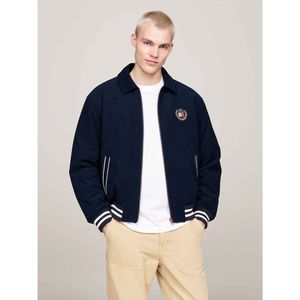 Tommy Jeansvoor mannen. DM0DM19626 Wijd navy corduroy varsity jack (XL), Casual, Gerecycled polyester, Duurzaam, Marineblauw