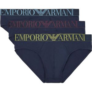 Emporio Armanivoor mannen. 111734_4F726 PAK VAN DRIE SLIPJES VAN BIOLOGISCH KATOEN MET GLANZENDE LOGOBAND ASV marine (S), Homewear, Marineb