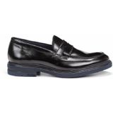 Fluchosvoor mannen. F0633_SIER_NEGR Belgische leren loafers F0633 Zwart (46), Leer, Plat, Veters, Casual, Klassiek