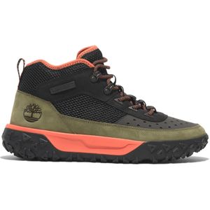 Timberlandvoor mannen. TB0A6CW1ELV1 GreenStride Motion halfhoge leren wandelschoenen met vetersluiting zwart, groen (43.5), Leer, Plat, Spor