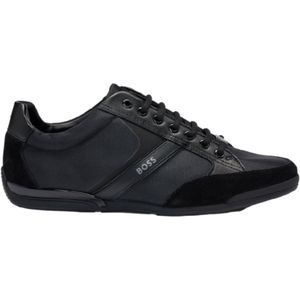 BOSSvoor mannen. 50498265 Saturn leren schoenen zwart (47), Plat, Veters, Casual