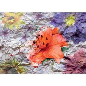 Fotobehang Bloem in Abstracte Papierkunst