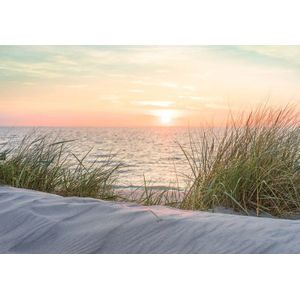 Fotobehang - Vlies Behang - Zonsondergang boven Zee - Strand - Duinen - 368 x 254 cm