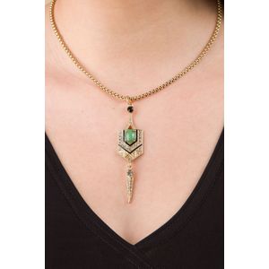 Ketting dames - Lovely - Groen/Goud - Maat One size