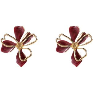 Oorbellen dames - Day&Eve by Go Dutch Label - Rood/Bordeauxrood/Goud - Maat One size
