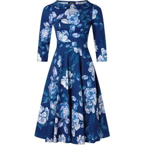 Swing jurk - Hearts & Roses (Blauw/Kobalt)