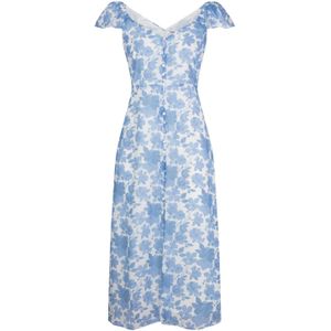 Midi jurk - Glamorous - Wit/Lichtblauw/Blauw - Maat 8