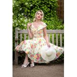 Blauw jurkje - Vintage Diva - Roze/Geel/Multicolour - Maat M