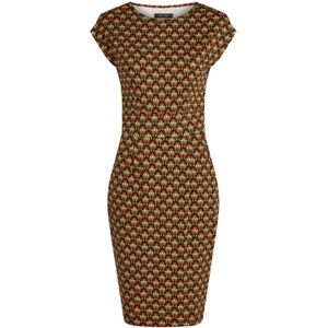 Strakke jurk - King Louie - Zwart/Multicolour - Maat XS