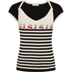 Trui dames - Banned Retro - Zwart/Creme/Multicolour - Maat 2XL