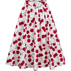 Swing rok - Hearts & Roses - Wit/Rood - Maat XS