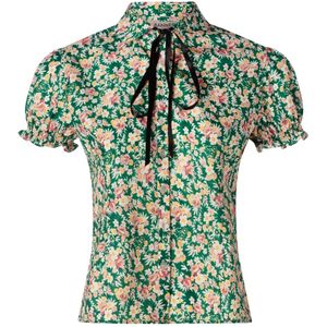 Blouse dames - Banned Retro - Groen/Multicolour - Maat M