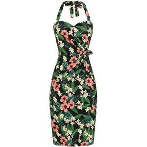 Strakke jurk - Banned Retro - Zwart/Multicolour - Maat L