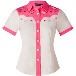 Blouse - Vixen (Wit/Roze)