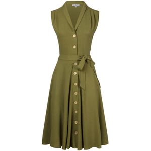 Swing jurk - Very Cherry - Groen/Olijfgroen - Maat M