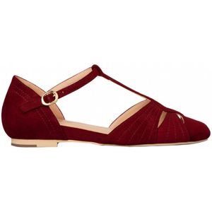 50s London T-Strap Flats in Wine Red