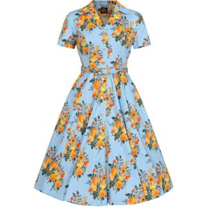 Swing jurk - Hearts & Roses (Blauw/Multicolour)