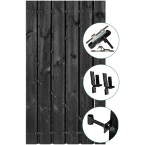 Tuindeur Privacy grenen zwart-120 x 195 cm