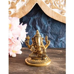 Ganesha messing met goud finish 6 cm