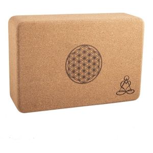 Yogablok van kurk met levensbloem en mandala